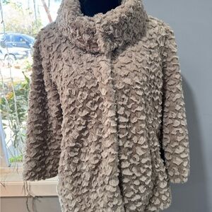 Plush Textured Teddy Jacket in Cream